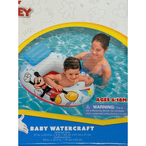 Disney Mickey Mouse Baby Pool Float Watercraft Inflatable Ages 6–18M - Picture 2 of 3
